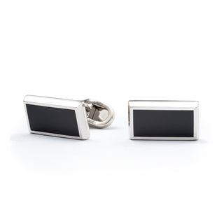 Black and Silver Rectangle Cufflinks