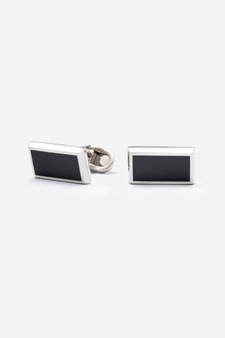 Black and Silver Rectangle Cufflinks