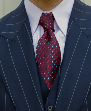 Maroon Geometric Patterned Silk Neck Tie