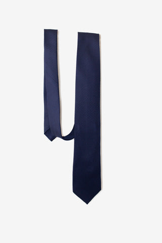 Navy Blue Grenadine Textured Silk Neck Tie