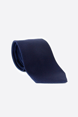 Navy Blue Grenadine Textured Silk Neck Tie