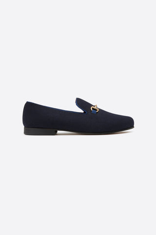 Navy Flannel Loafers