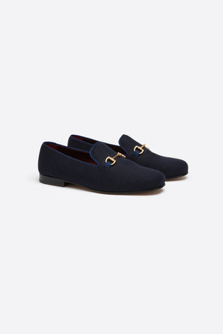 Navy Flannel Loafers
