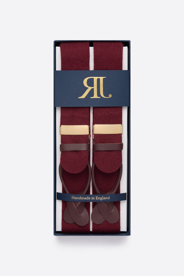 Marron Red Suspenders (box cloth