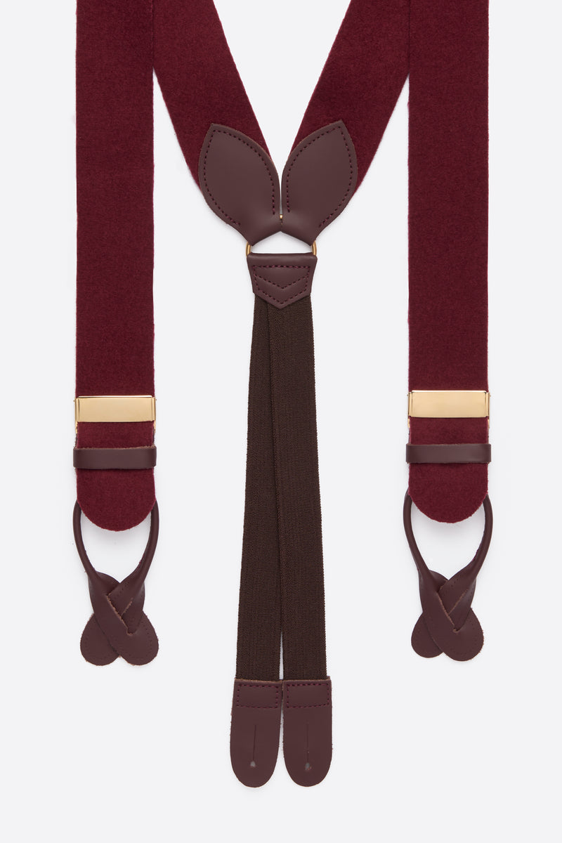 Marron Red Suspenders (box cloth