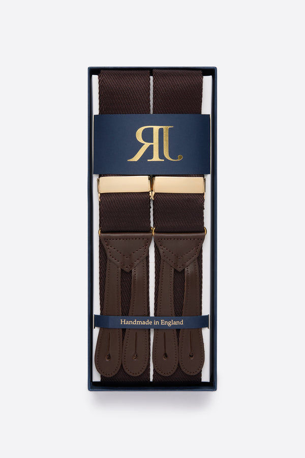 Brown Suspender With Gold Buckle