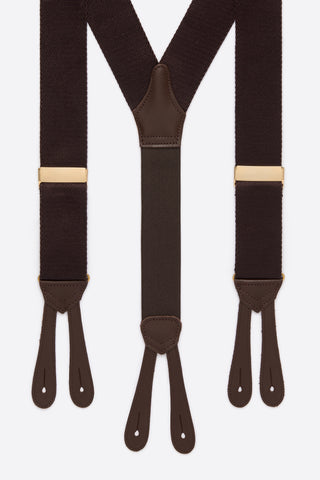 Brown Suspender With Gold Buckle