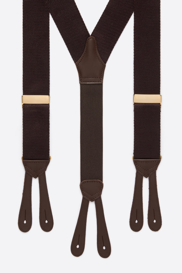 Brown Suspender With Gold Buckle