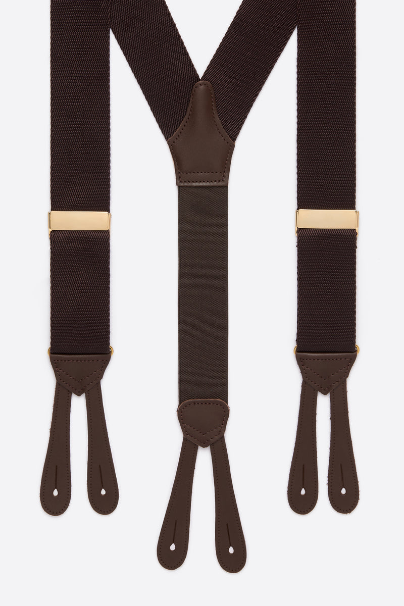 Brown Suspender With Gold Buckle