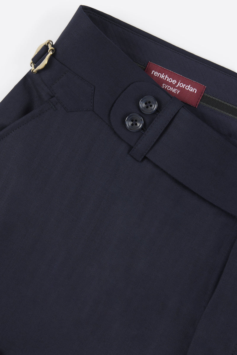 Merino wool Herringbone pant - Navy