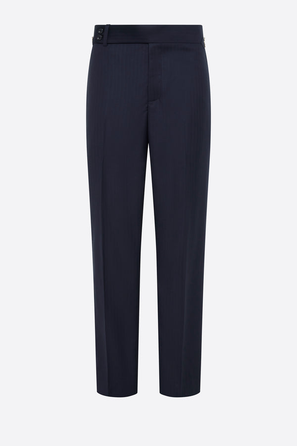 Merino wool Herringbone pant - Navy