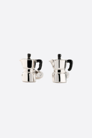 Silver & Black Moka Pot Cufflinks