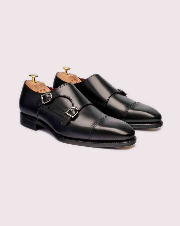 Black Sofia Double Monk Shoe