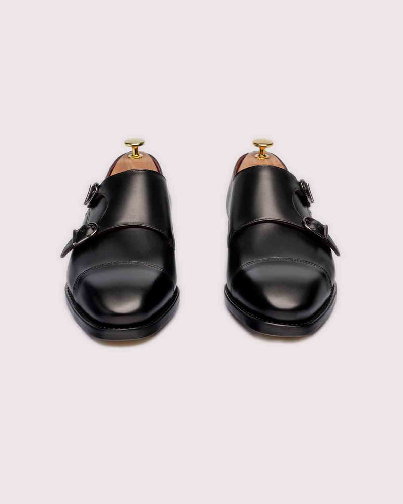 Black Sofia Double Monk Shoe