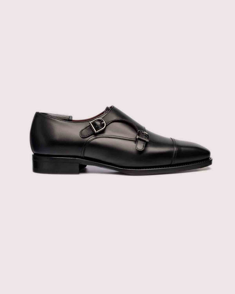 Black Sofia Double Monk Shoe